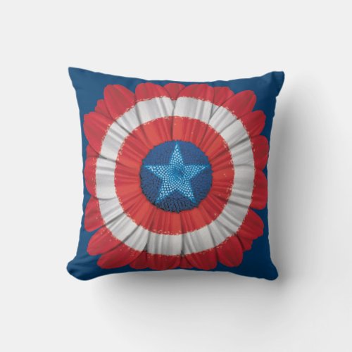 Captain America Shield Styled Daisy Flower Throw Pillow