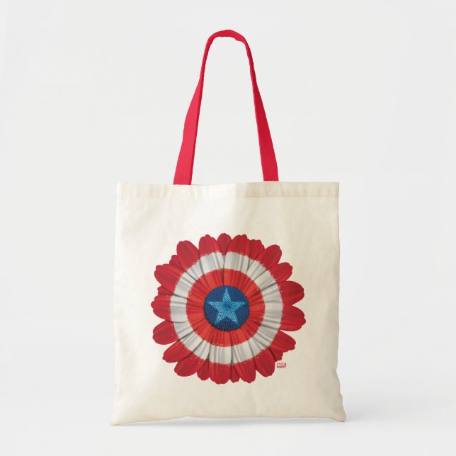 Captain America Shield Styled Daisy Flower Tote Bag (Front)