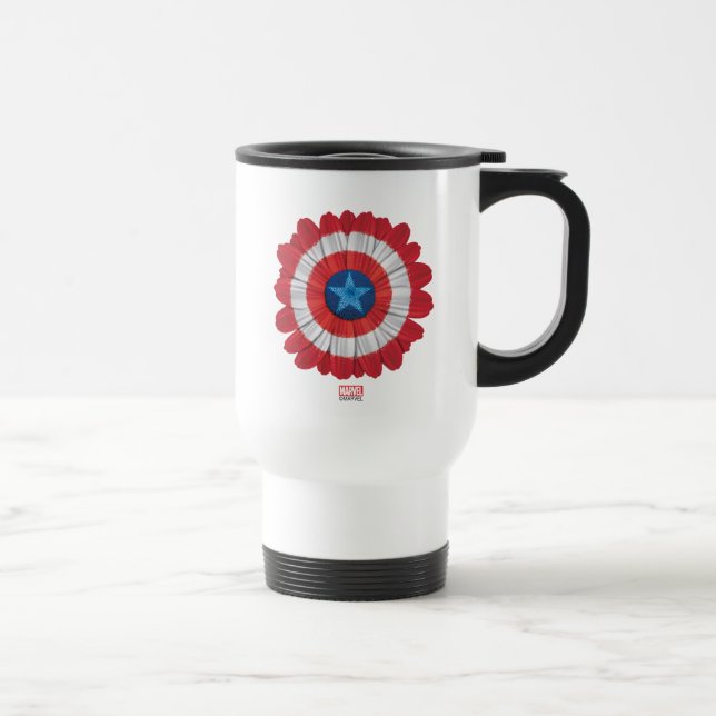 Captain America Shield Styled Daisy Flower Travel Mug (Right)