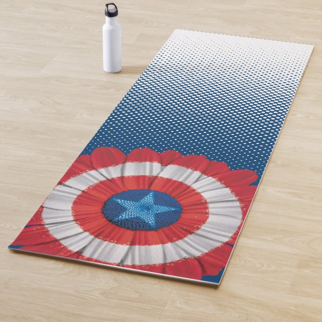 Captain America Shield Styled Daisy Flower Yoga Mat (In Situ)