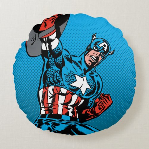 Captain America Shield Up Round Pillow