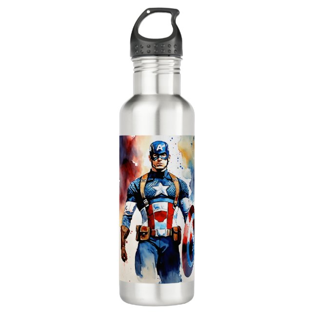 "Captain America Shield Water Bottle – Heroic Hydr (Front)