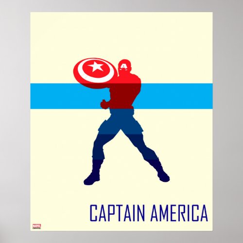 Captain America Silhouette Color Block Poster