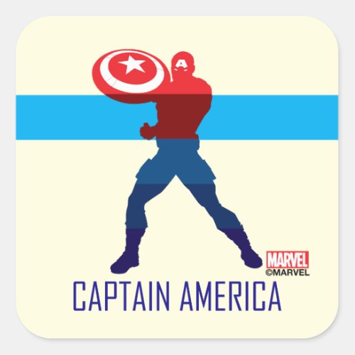 Captain America Silhouette Color Block Square Sticker