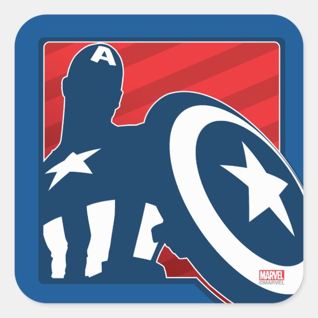 Captain America Silhouette Icon Square Sticker (Front)