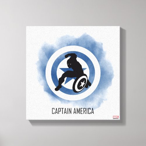 Captain America Silhouette Over Watercolor Icon Canvas Print