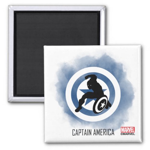 Captain America Silhouette Over Watercolor Icon Magnet