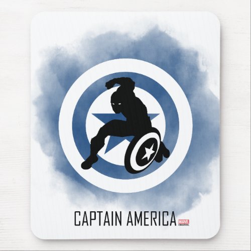 Captain America Silhouette Over Watercolor Icon Mouse Pad