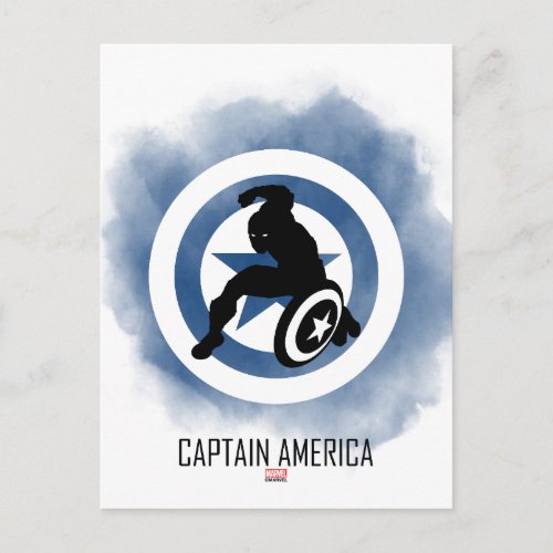 Captain America Silhouette Over Watercolor Icon Postcard