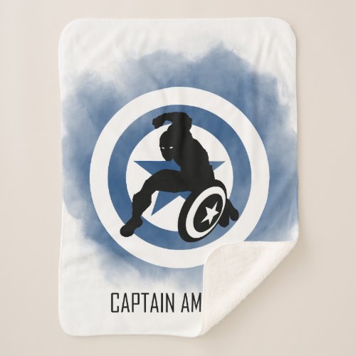 Captain America Silhouette Over Watercolor Icon Sherpa Blanket