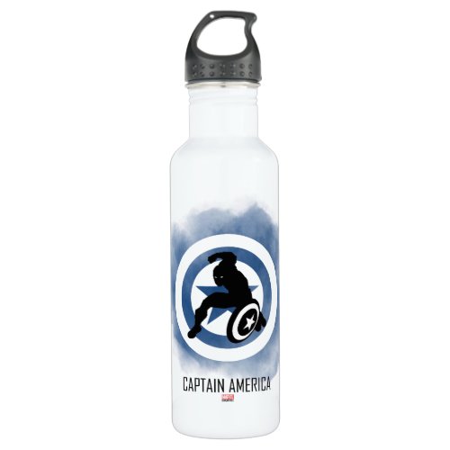 Captain America Silhouette Over Watercolor Icon Stainless Steel Water Bottle