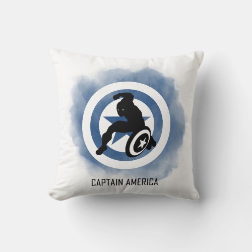 Captain America Silhouette Over Watercolor Icon Throw Pillow