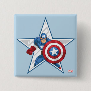Captain America Star Graphic Button