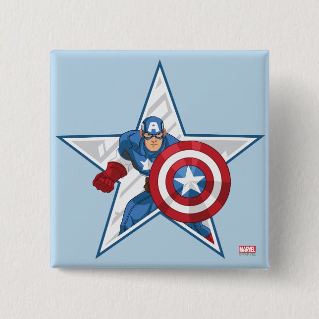 Captain America Star Graphic Button (Front)