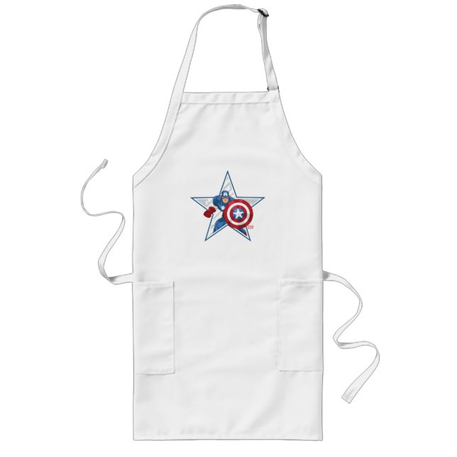Captain America Star Graphic Long Apron (Front)