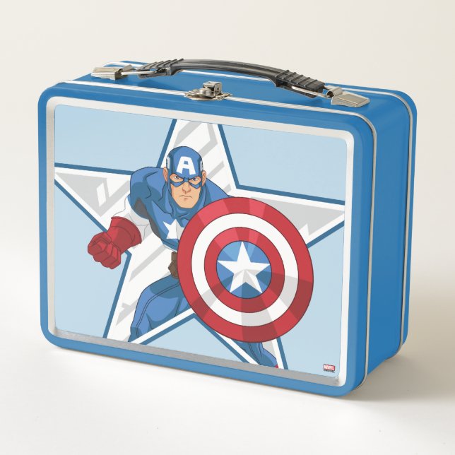 Captain America Star Graphic Metal Lunch Box (Front)