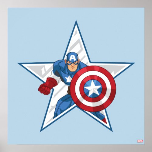 Captain America Star Graphic Poster