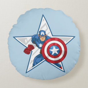 Captain America Star Graphic Round Pillow