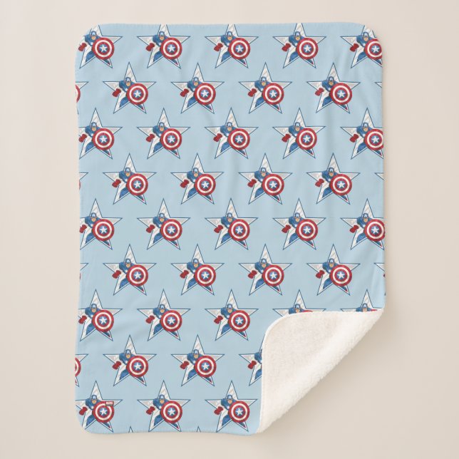 Captain America Star Graphic Sherpa Blanket (Front)