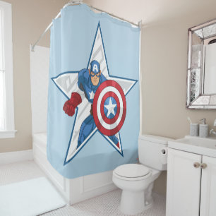 Captain America Star Graphic Shower Curtain