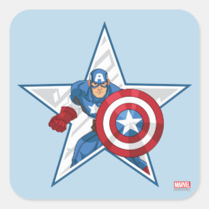 Captain America Star Graphic Square Sticker