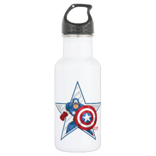 Captain America Star Graphic Stainless Steel Water Bottle