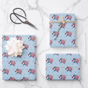 Captain America Star Graphic Wrapping Paper Sheets
