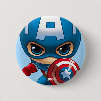 Captain America Stylized Art Pinback Button