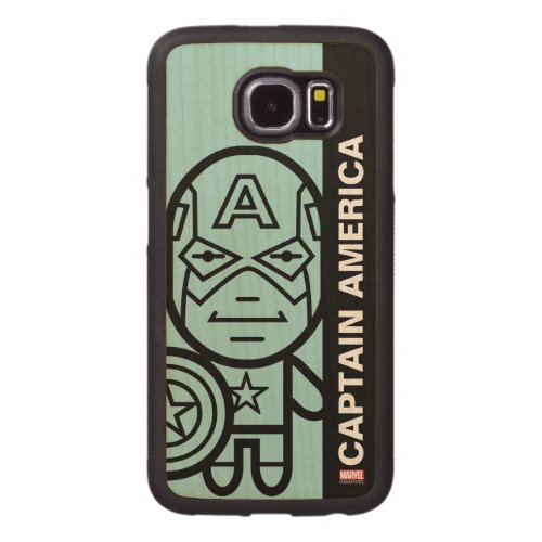 Captain America Stylized Line Art Carved Wood Samsung Galaxy S6 Case