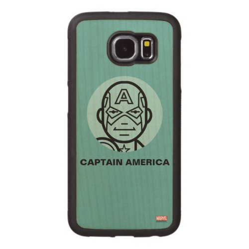 Captain America Stylized Line Art Icon Carved Wood Samsung Galaxy S6 Case