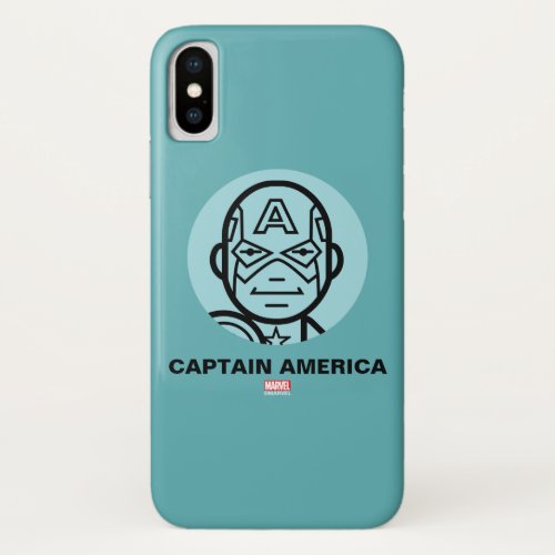 Captain America Stylized Line Art Icon iPhone X Case