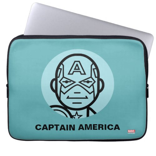 Captain America Stylized Line Art Icon Laptop Sleeve