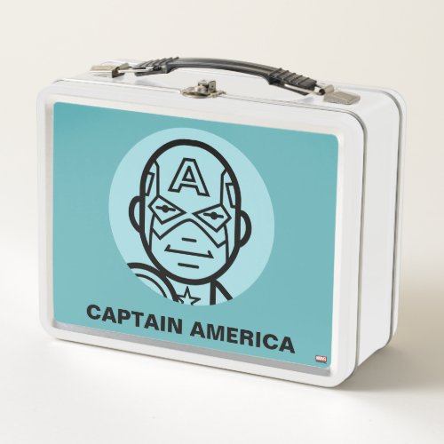 Captain America Stylized Line Art Icon Metal Lunch Box