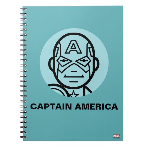 Captain America Stylized Line Art Icon Notebook