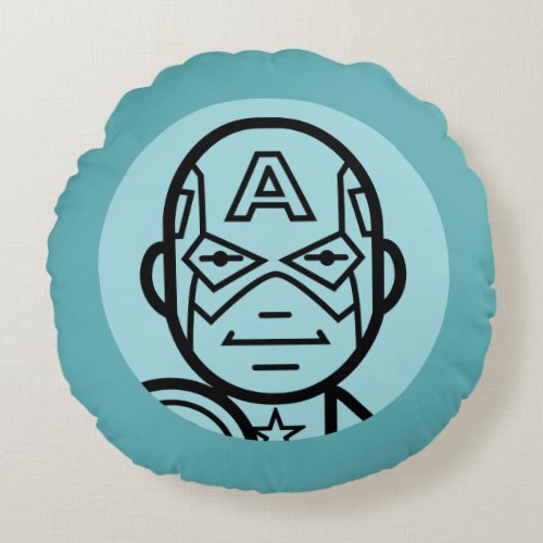 Captain America Stylized Line Art Icon Round Pillow