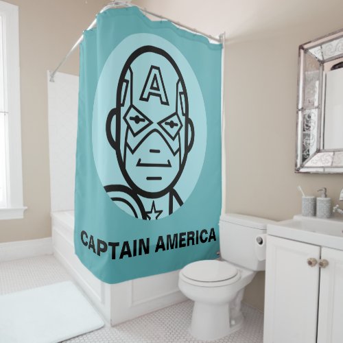 Captain America Stylized Line Art Icon Shower Curtain