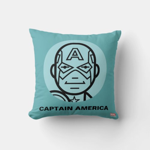 Captain America Stylized Line Art Icon Throw Pillow