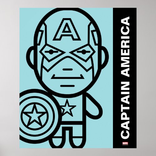 Captain America Stylized Line Art Poster