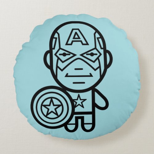 Captain America Stylized Line Art Round Pillow