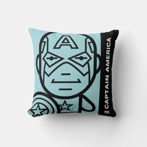 Captain America Stylized Line Art Throw Pillow