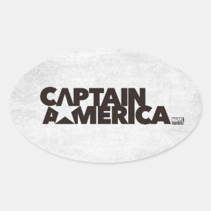 Captain America Stylized Star Name Graphic Oval Sticker