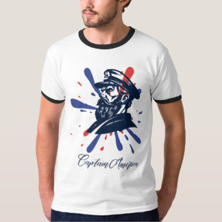 Captain America T-Shirt Design with American Flag