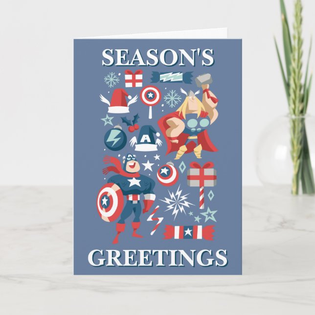 Captain America & Thor Holiday Gift Graphic Card (Front)