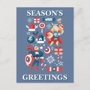 Captain America & Thor Holiday Gift Graphic Postcard