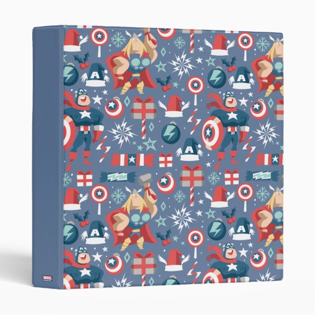 Captain America & Thor Holiday Gift Pattern 3 Ring Binder (Front/Spine)
