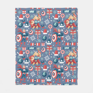 Captain America & Thor Holiday Gift Pattern Fleece Blanket