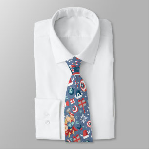Captain America & Thor Holiday Gift Pattern Neck Tie