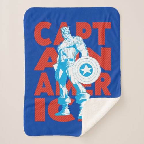 Captain America Typography Character Art Sherpa Blanket