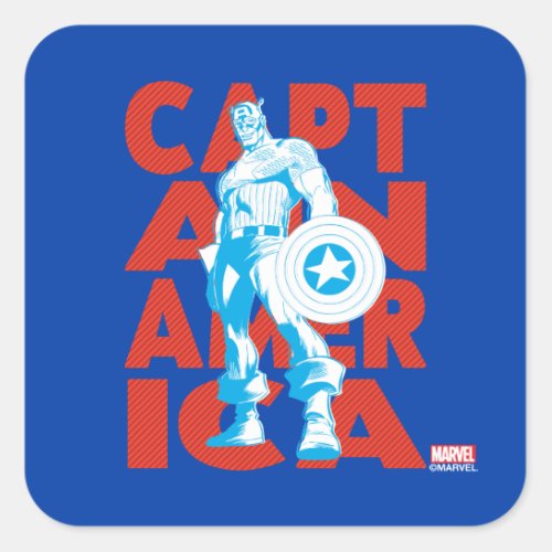 Captain America Typography Character Art Square Sticker
