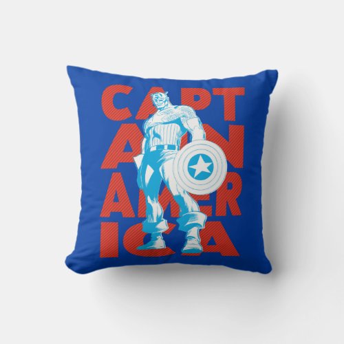 Captain America Typography Character Art Throw Pillow